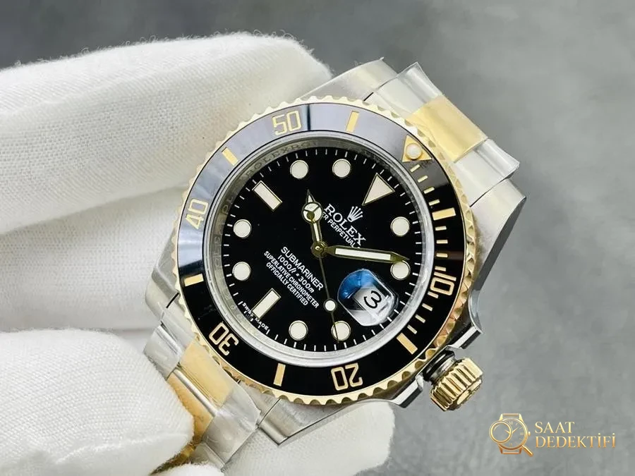 QTQ Factory Rolex Submariner Serisi 18K Altın Kaplama Model - Kadran Detayı ve Bezel İşçiliği