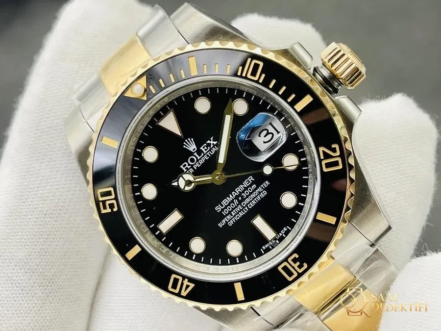 QTQ Factory Rolex Submariner Serisi 18K Altın Kaplama Model - Kasa Profili ve Kurma Kolu İncelemesi