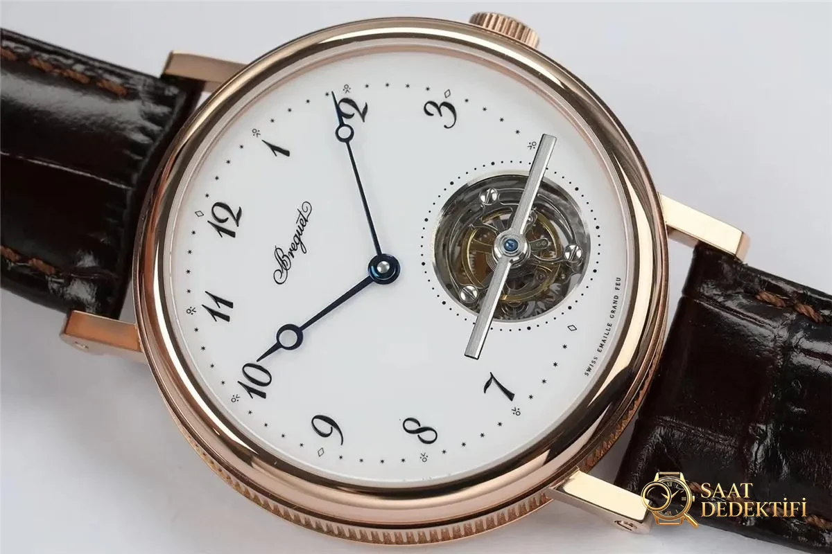 R8 Breguet tourbillon de posición de 5 horas 5367 esfera blanca caja de oro - Detalle de la esfera y mano de obra del bisel