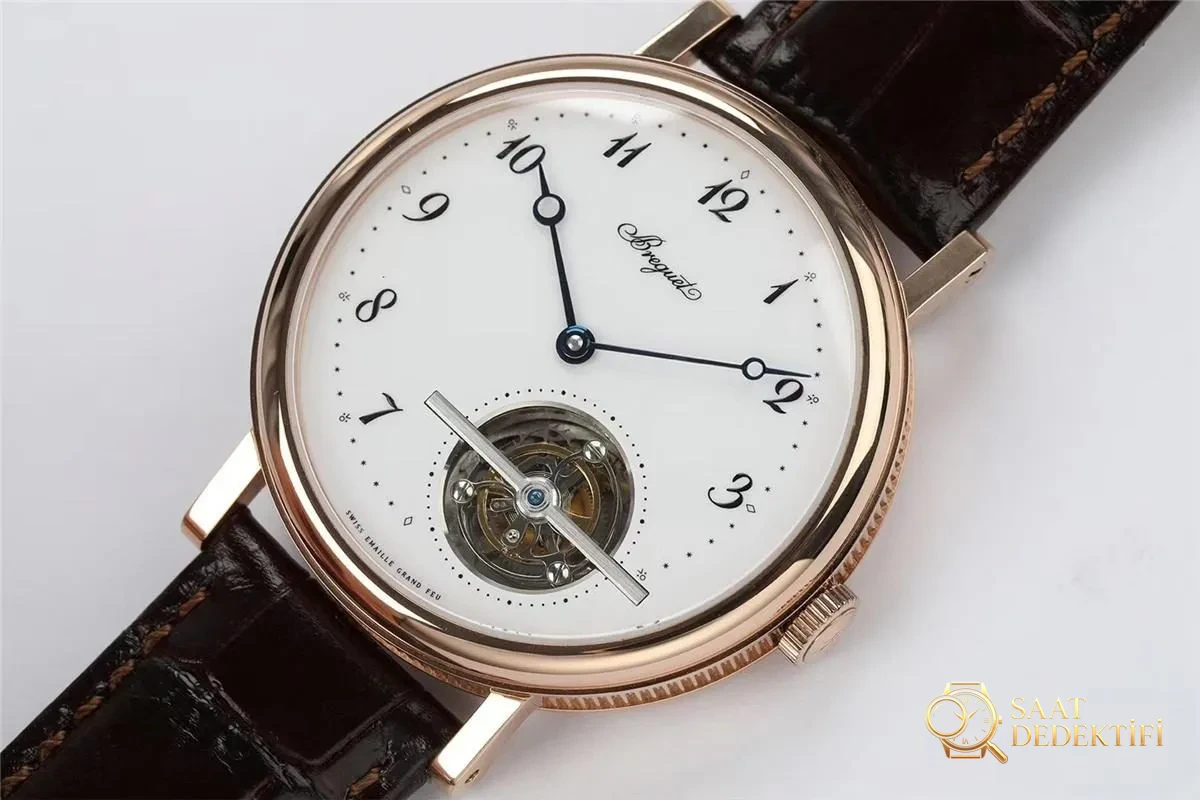 R8 Breguet tourbillon de posición de 5 horas 5367 esfera blanca caja de oro - Perfil de la caja y revisión de la corona