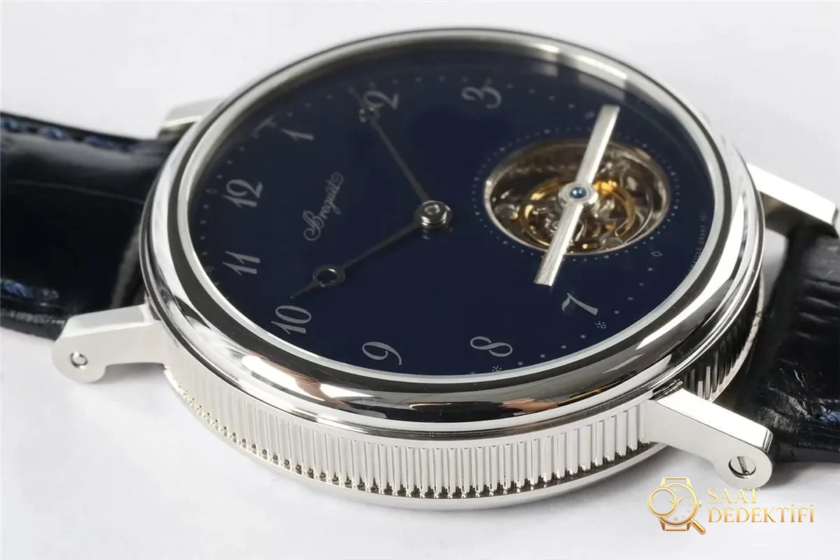 R8 Breguet 5367 Saat 5 Konumu Tourbillon Mavi Kadran - Makro Kadran ve İndeks İşçiliği