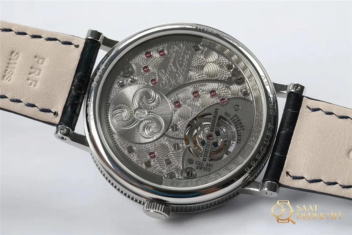 R8 Breguet 5367 Saat 5 Konumu Tourbillon Mavi Kadran - Klips Kilidi ve Lazer Damgalar