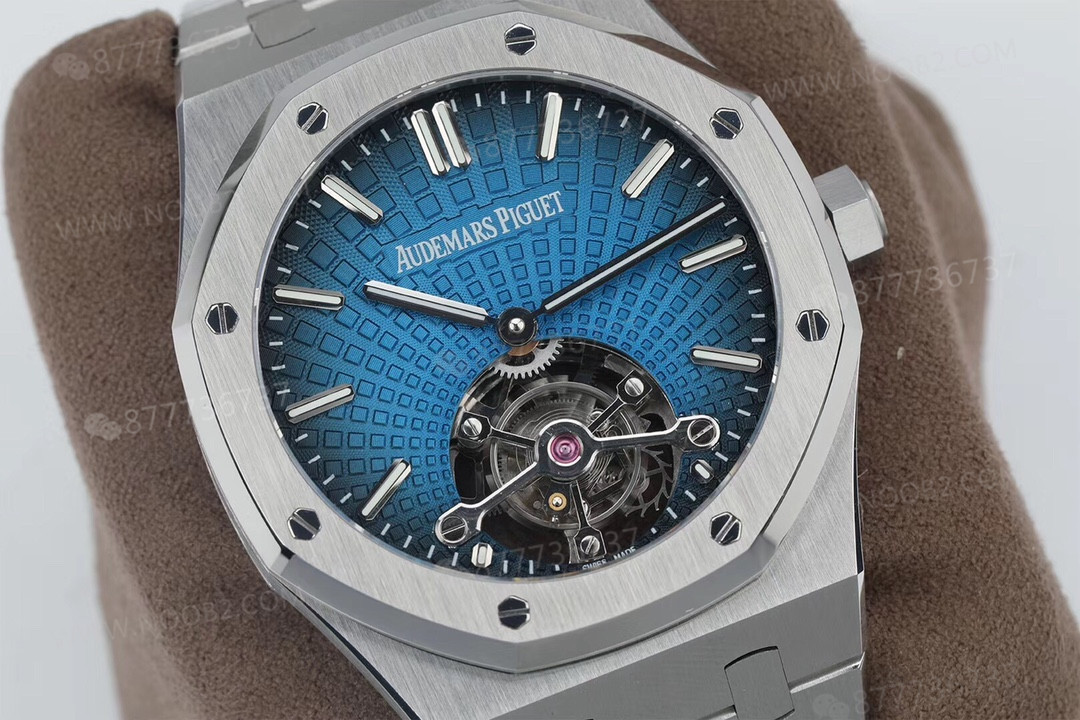 R8 Factory Audemars Piguet Royal Oak Tourbillon V2 Yükseltilmiş Sürüm, Beyaz Kasa Mavi Kadran — 8. fotoğraf