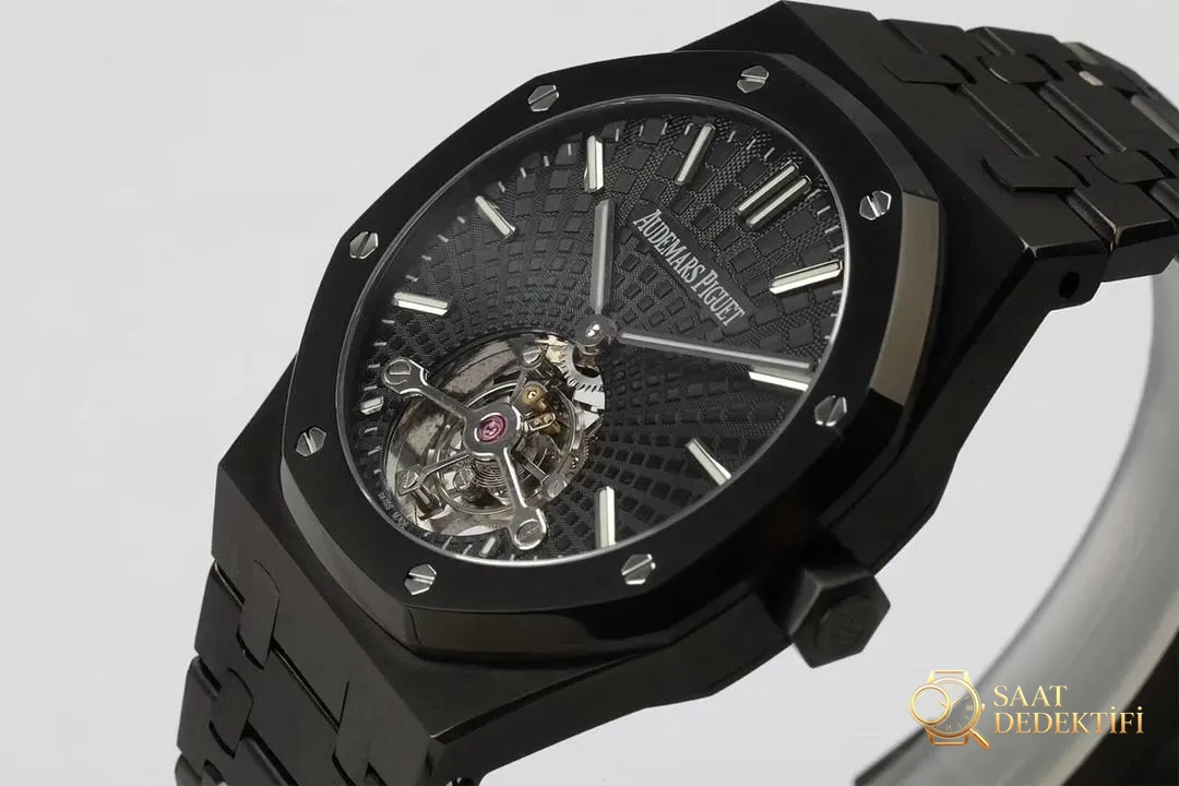 R8 Factory Audemars Piguet Royal Oak Tourbillon V2 Модернизированная версия Полностью черные наручные часы — браслет, пряжка и зажимной механизм