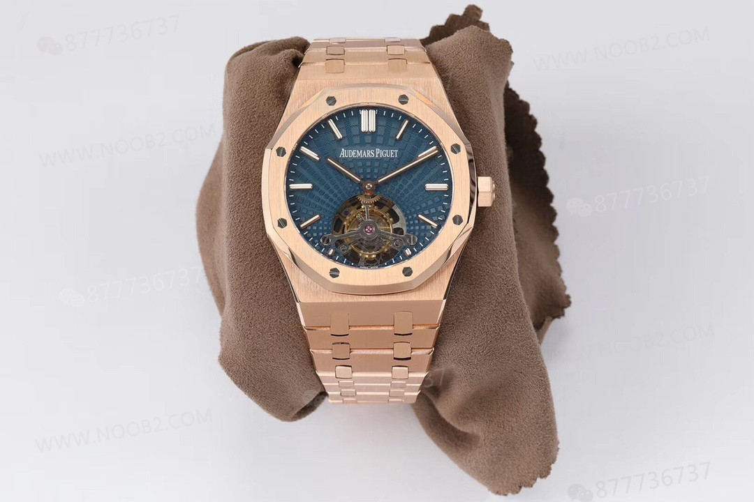 R8 Factory Audemars Piguet Royal Oak Tourbillon V2 Yükseltilmiş Versiyon Kol Saati Rose Altın Mavi Kadran — 2. fotoğraf