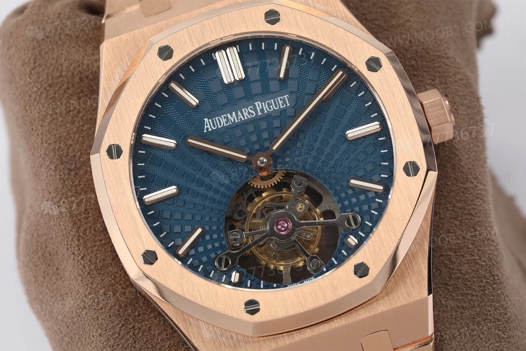 R8 Factory Audemars Piguet Royal Oak Tourbillon V2 Yükseltilmiş Versiyon Kol Saati Rose Altın Mavi Kadran — 8. fotoğraf
