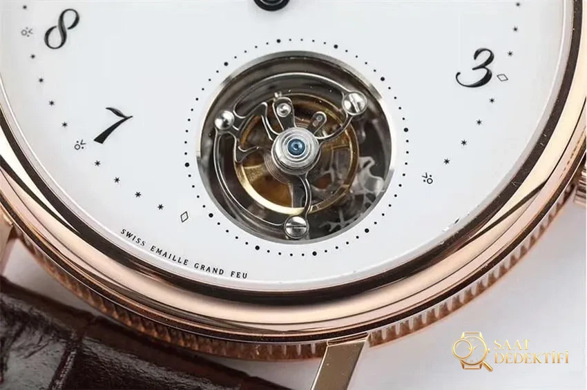 R8 Reloj de pulsera ultrafino Breguet 5367 Tourbillon Classique nuevo de fábrica - Mecanismo de resorte principal y detalle del volante