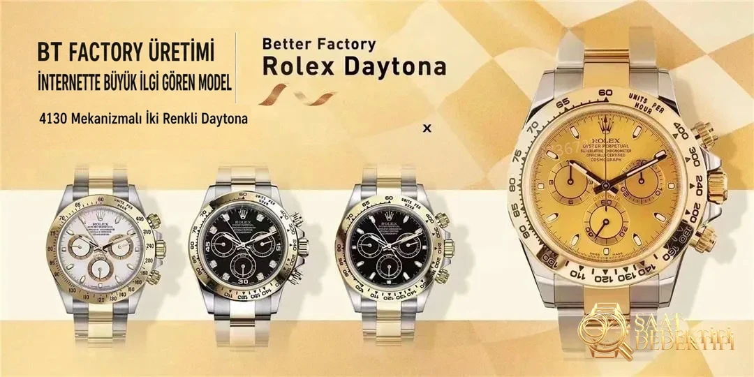 Replika 4130 mekanizmasının gelişim tarihi – BT Factory Rolex Daytona çikolata kadran gerçek çekim fotoğrafları - Kadran Detayı ve Bezel İşçiliği