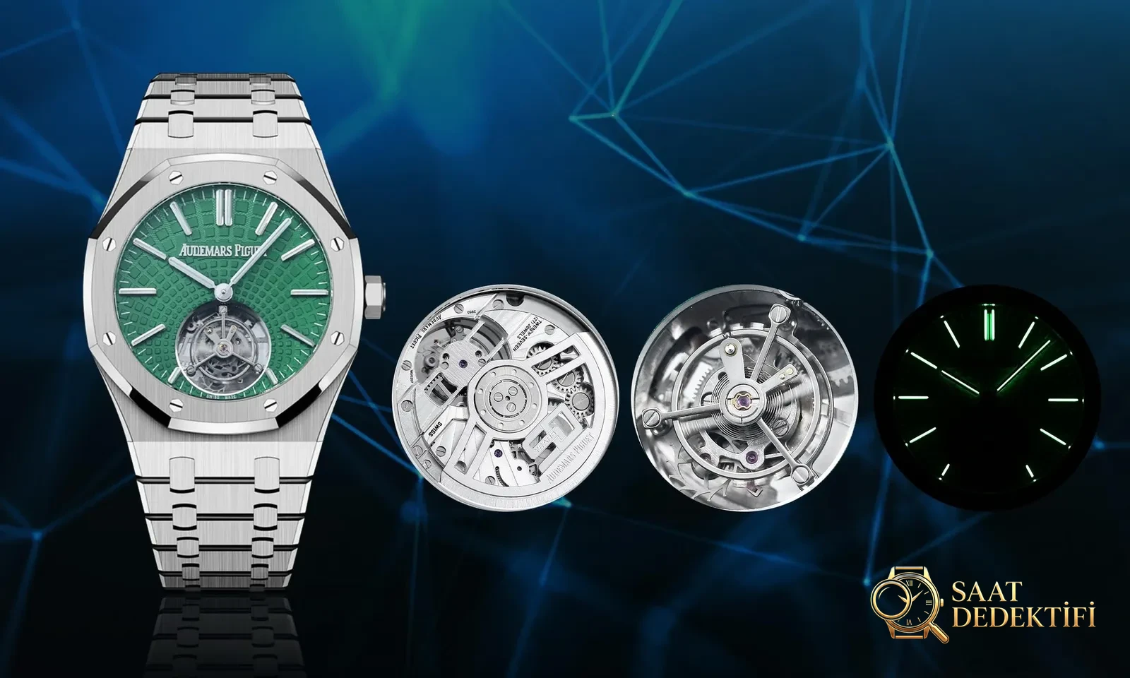 Replika dünyasının zirve yapımı! BBS Factory 2025 gururla sunar — Audemars Piguet Royal Oak otomatik kurulumlu uçan tourbillon kol saati - Kadran Tipografisi ve Yazı Kabartmaları