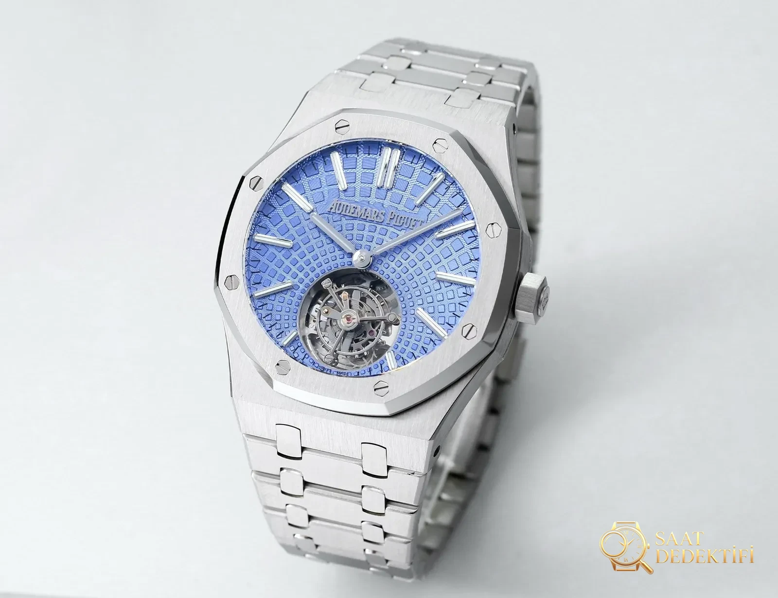 Replika dünyasının zirve yapımı! BBS Factory 2025 gururla sunar — Audemars Piguet Royal Oak otomatik kurulumlu uçan tourbillon kol saati - Bezel Rakam Oyukları Platin Dolgusu