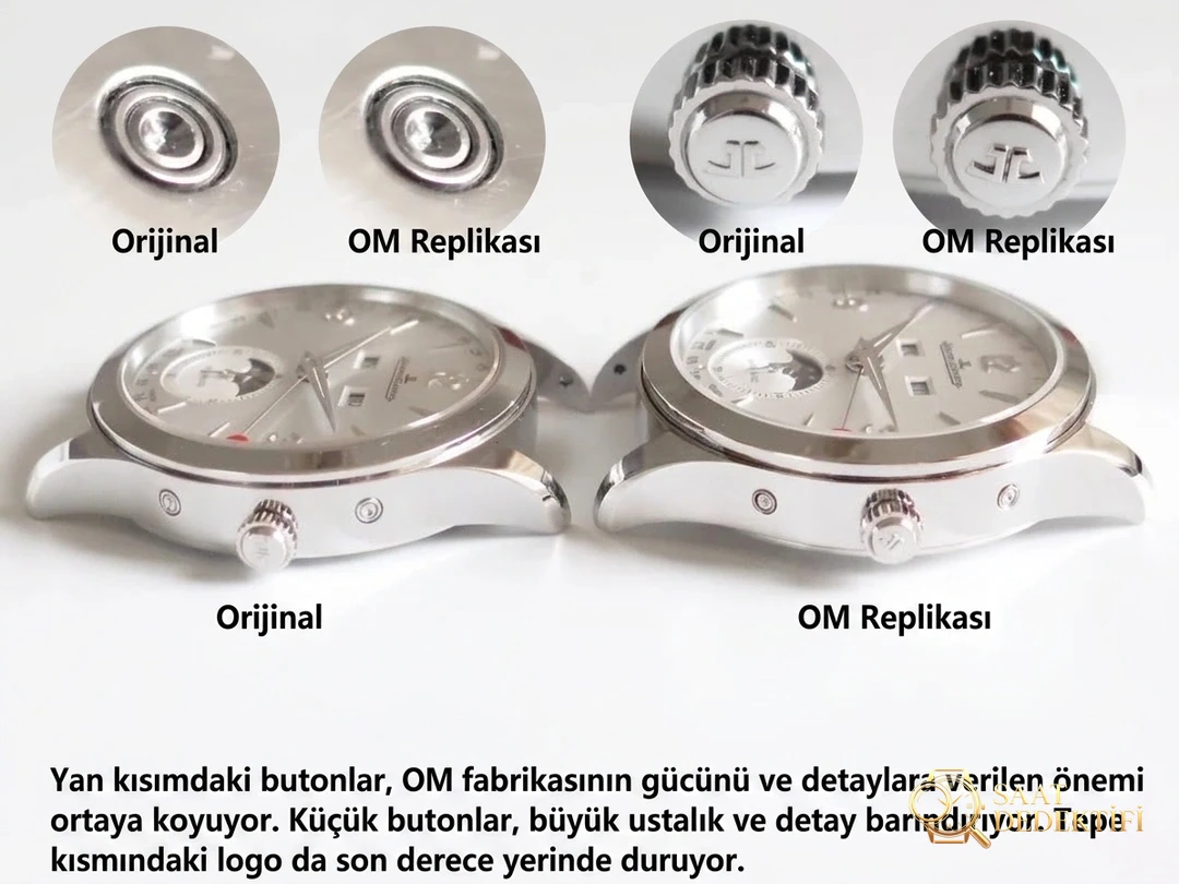 Replika OM Factory Jaeger-LeCoultre Master Tam Ay Fazı Takvimli Kol Saati 1558420 Gerçek-Replika Karşılaştırması ve Orijinal İncelemesi - Bilezik, Toka ve Klips Mekanizması