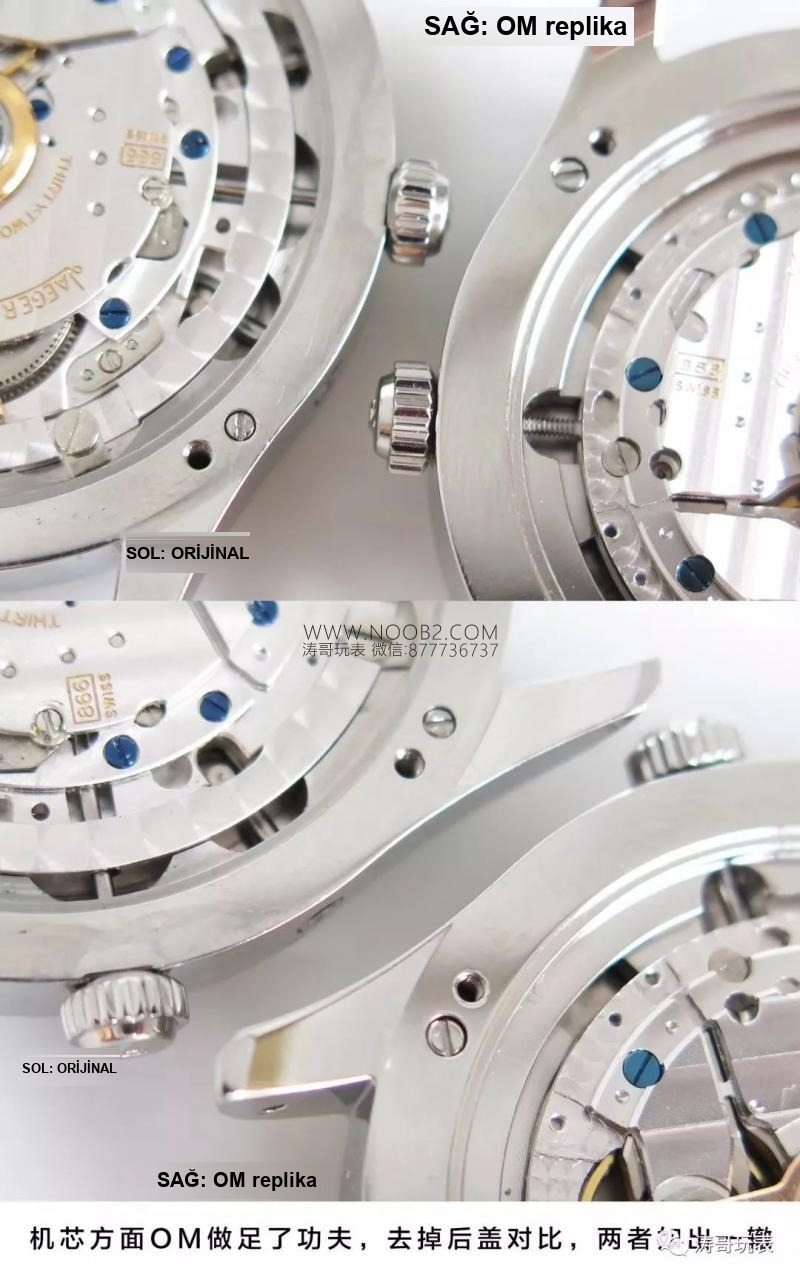 Replika OM Factory Jaeger-LeCoultre Master Tam Ay Fazı Takvimli Kol Saati 1558420 Gerçek-Replika Karşılaştırması ve Orijinal İncelemesi — 7. fotoğraf