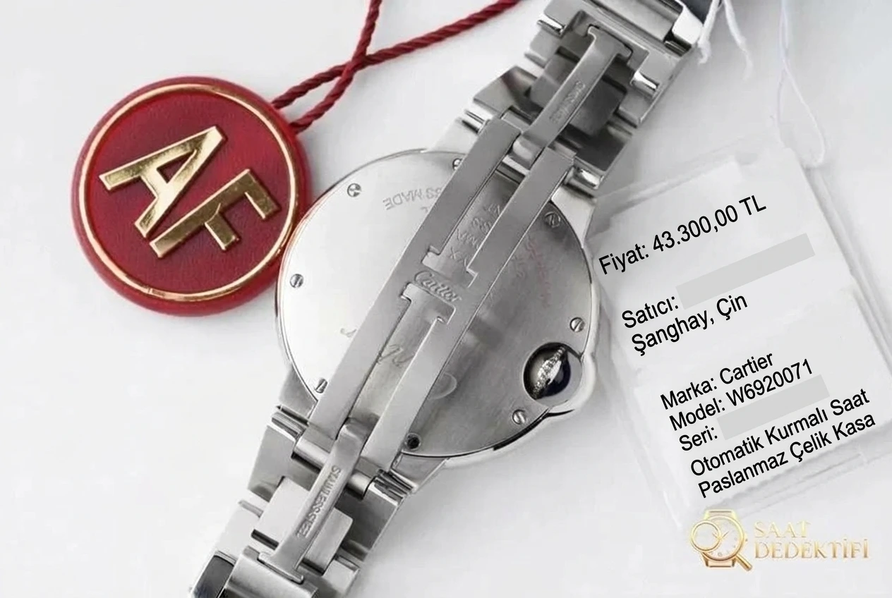 Replika saat AF Factory Cartier Ballon Bleu 33 mm ilk bakışta belli oluyor mu? - Klips Kilidi ve Lazer Damgalar