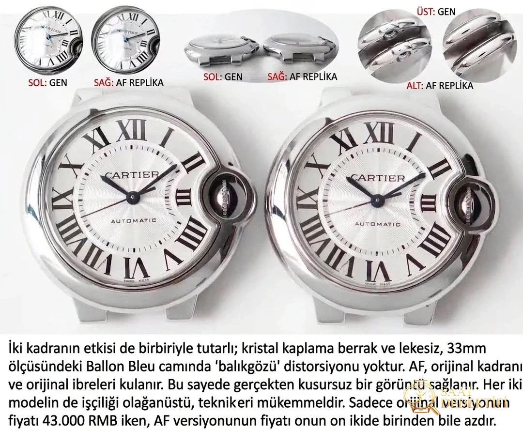 Replika saat AF Factory Cartier Ballon Bleu 33 mm ilk bakışta belli oluyor mu? - Yan Profil ve Kordon Bağlantısı