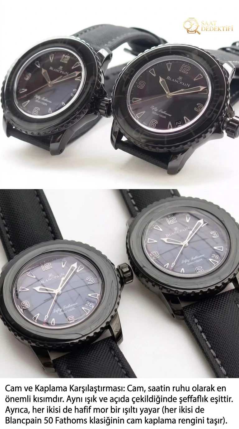 Replika saat ZF Factory Blancpain yeni Fifty Fathoms Black Vader söküm ve orijinalle karşılaştırmalı inceleme: ilk bakışta belli olur mu? - Fosfor ve Super-LumiNova Gece Görünümü