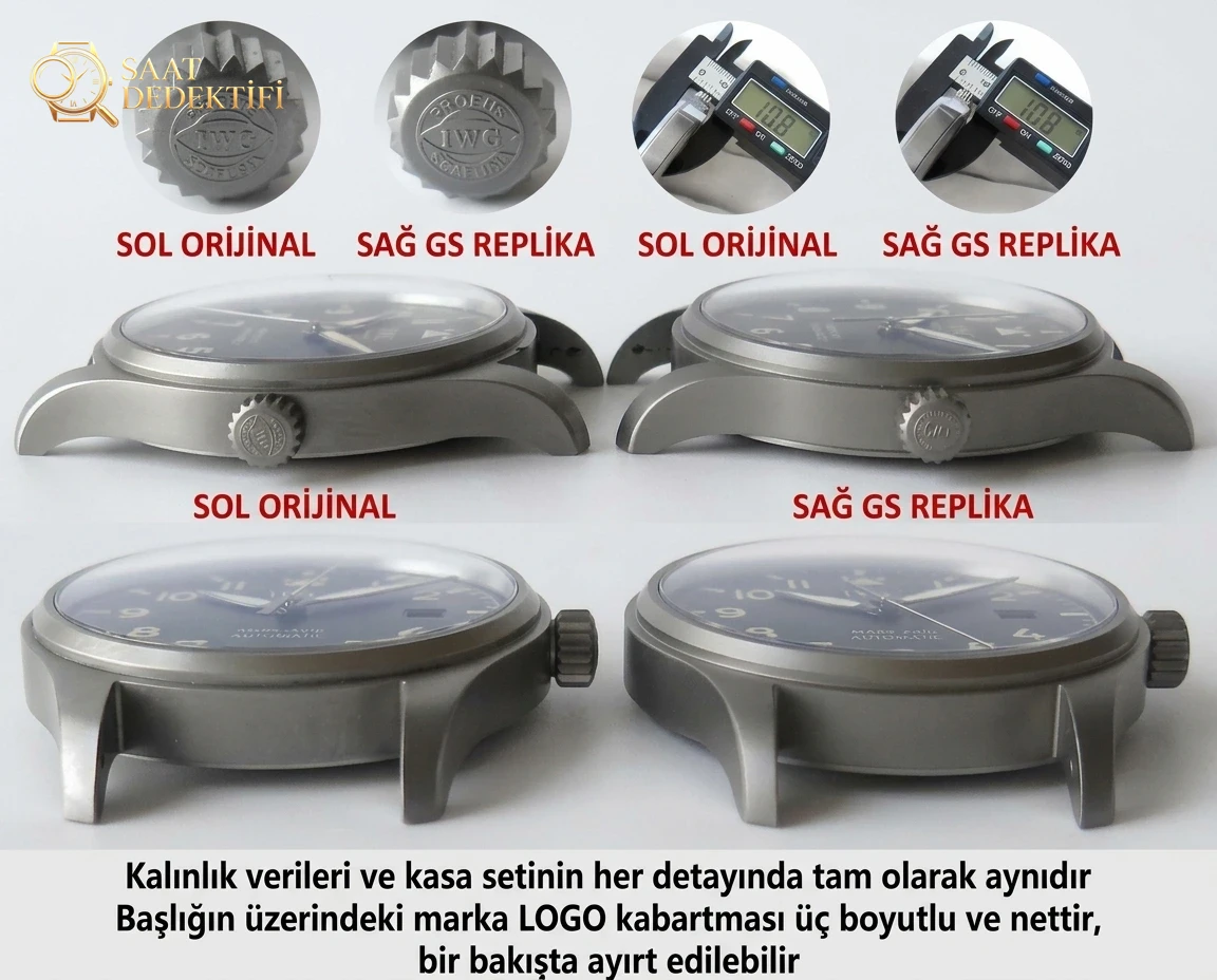 Retro titanyum GS Factory IWC Pilot serisi Mark 18 IW327006 saatinin orijinalle karşılaştırmalı incelemesi - Bilekte Duruş ve Kasa Orantısı