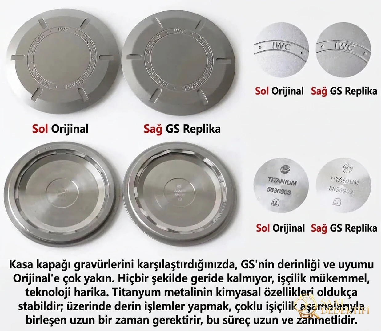 Retro titanyum GS Factory IWC Pilot serisi Mark 18 IW327006 saatinin orijinalle karşılaştırmalı incelemesi - Kasa Çeliği ve Polisaj Kalitesi