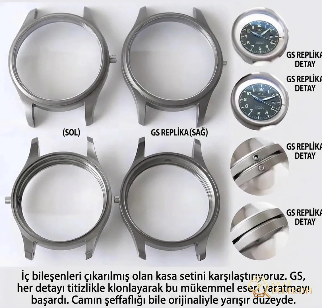 Retro titanyum GS Factory IWC Pilot serisi Mark 18 IW327006 saatinin orijinalle karşılaştırmalı incelemesi - Bilezik Bakla Ayrımı ve Pim Yapısı