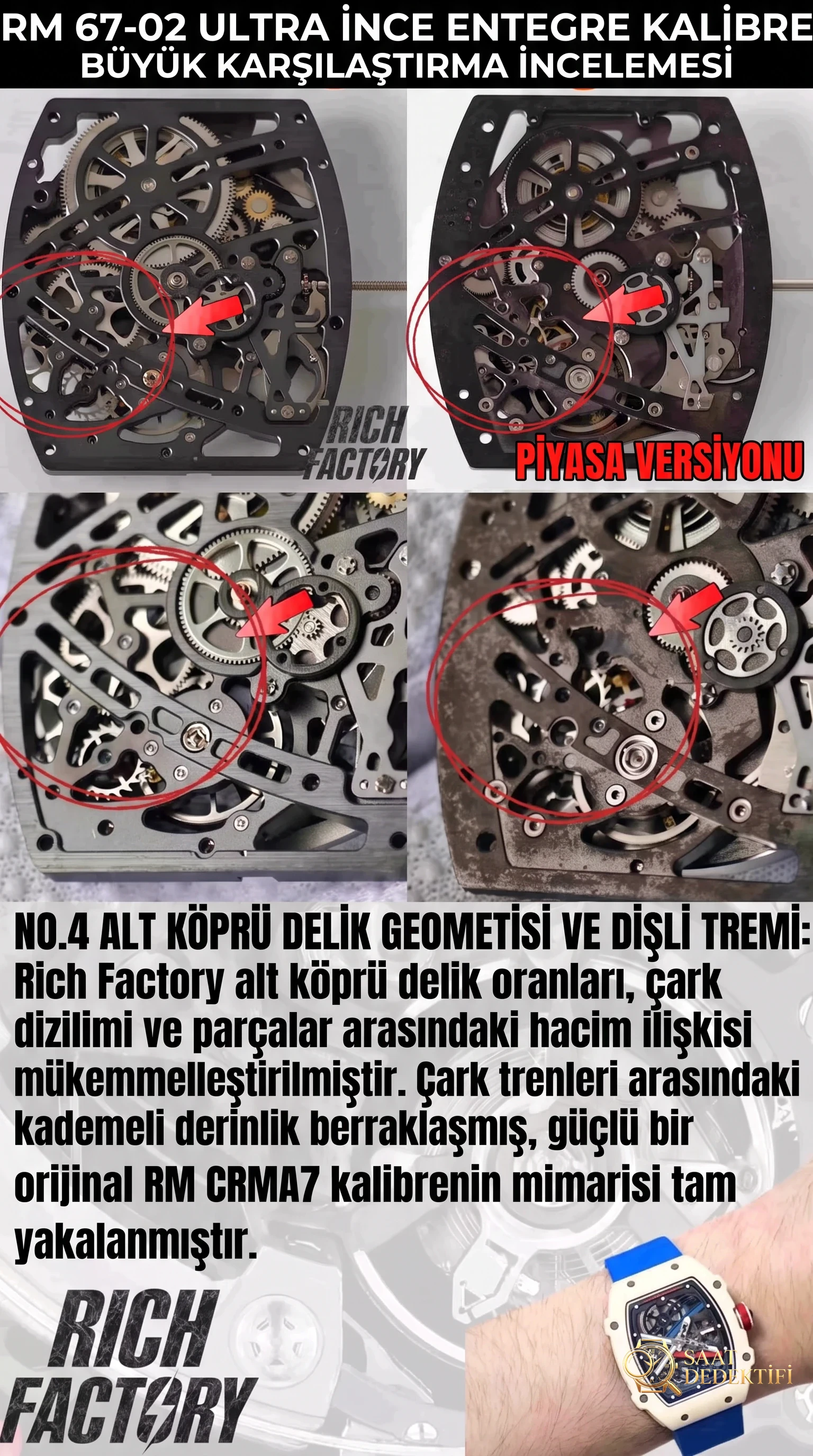 RF Factory Richard Mille RM 67-02 Alt Köprü Delik Geometrisi ve Dişli Treni Analizi