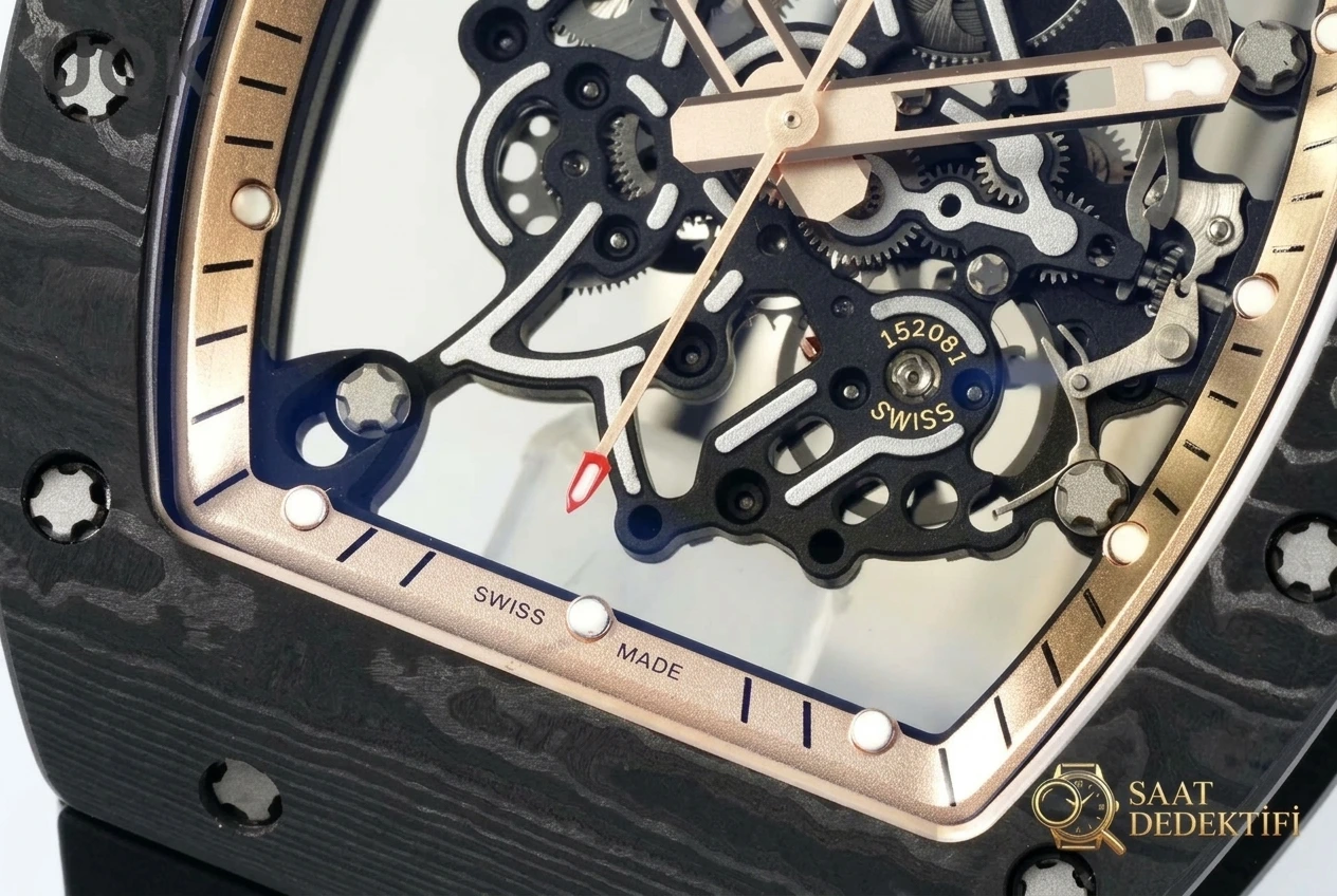 Richard Mille RM055 skeleton kol saati serisi - Arka Kapak ve Mekanizma Detayı