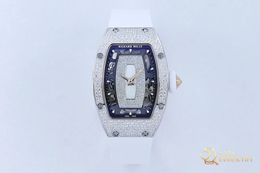 [Richard Mille RM07-1 Kırmızı Dudak - Siyah Dudak Serisi-Bilekte Açan Mekanik Gül] - Kadran Detayı ve Bezel İşçiliği