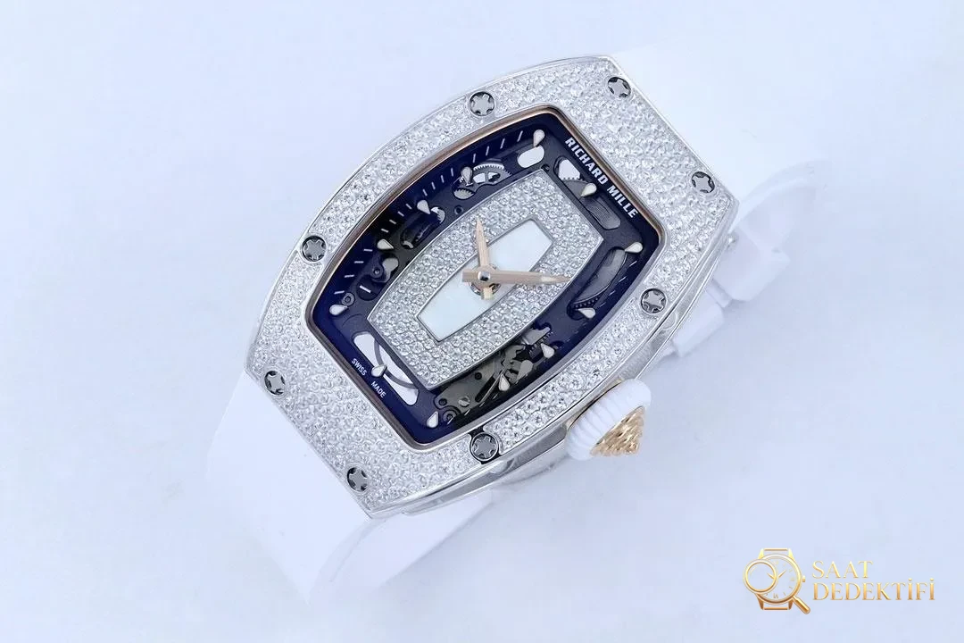 [Richard Mille RM07-1 Kırmızı Dudak - Siyah Dudak Serisi-Bilekte Açan Mekanik Gül] - Arka Kapak ve Mekanizma Detayı