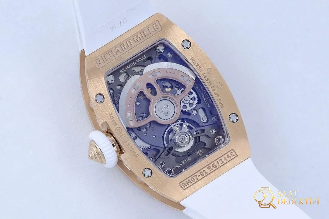 [Richard Mille RM07-1 Kırmızı Dudak - Siyah Dudak Serisi-Bilekte Açan Mekanik Gül] - Kordon Dokusu ve Dikiş Detayları