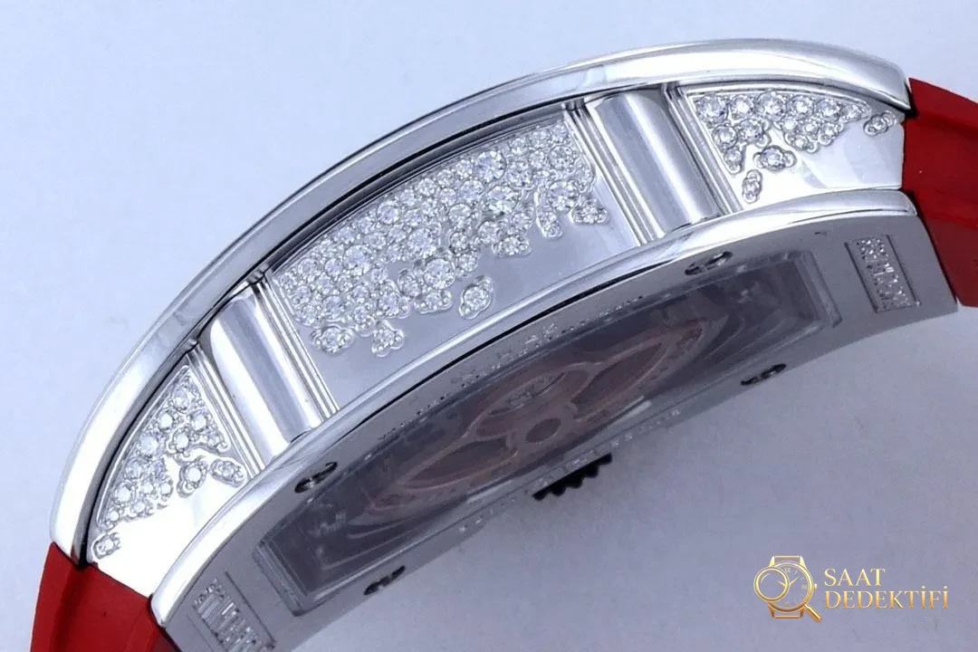 [Richard Mille RM07-1 Kırmızı Dudak - Siyah Dudak Serisi-Bilekte Açan Mekanik Gül] - Kadran Güneş Işını (Sunburst) Efekti