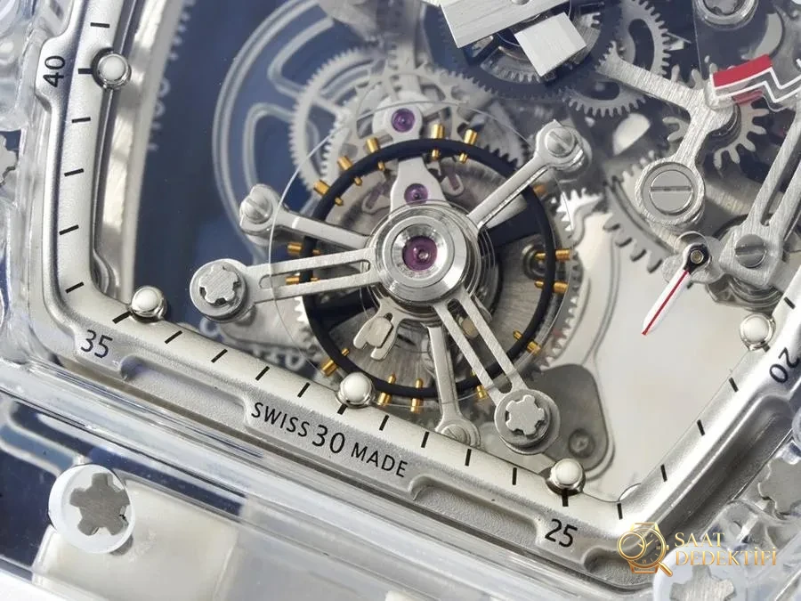 Richard Mille RM56-01 5601 Şeffaf Kasa (Beyaz) Tourbillon Saat İncelemesi - Bilezik, Toka ve Klips Mekanizması