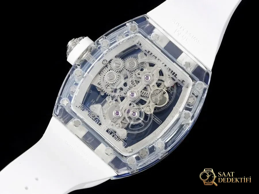 Richard Mille RM56-01 5601 Şeffaf Kasa (Beyaz) Tourbillon Saat İncelemesi - Fosfor ve Super-LumiNova Gece Görünümü