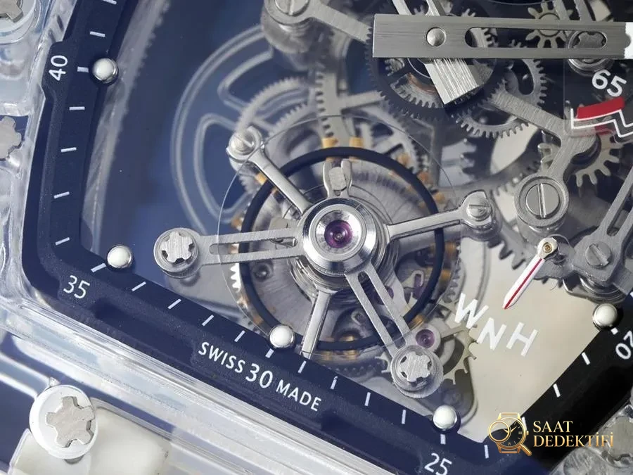 Richard Mille RM56-01 5601 şeffaf kasa (mavi) tourbillon saat incelemesi - Bilezik, Toka ve Klips Mekanizması