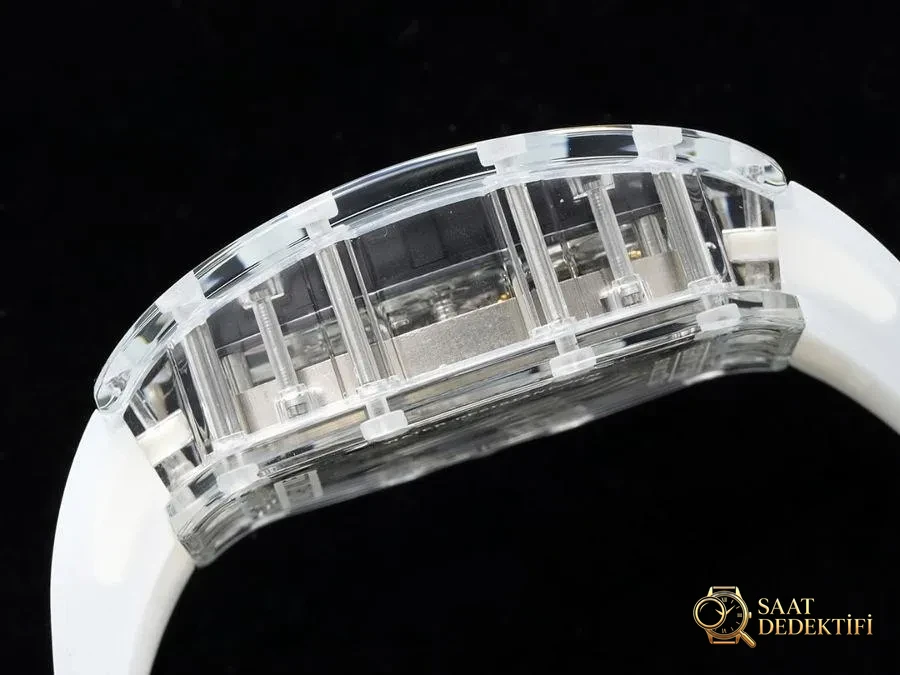 Richard Mille RM56-01 5601 şeffaf kasa (mavi) tourbillon saat incelemesi - Klips Kilidi ve Lazer Damgalar