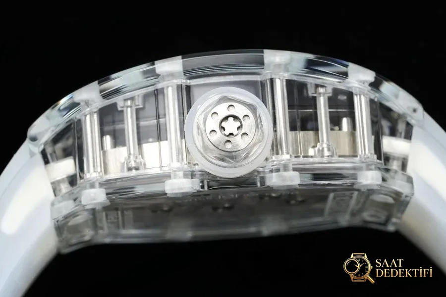 RM Factory Richard Mille RM12-01 Tourbillon Safir Şeffaf Versiyon Kol Saati İncelemesi - Klips Kilidi ve Lazer Damgalar
