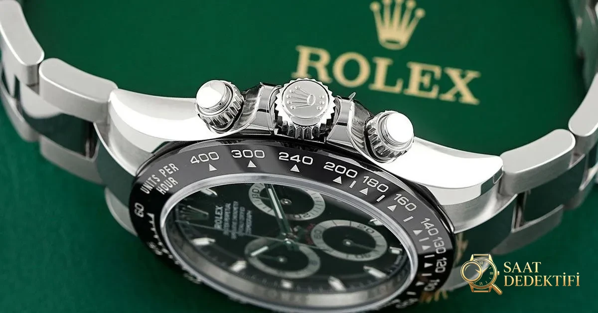 rolex daytona 116500ln siyah itme butonları ve kurma kolu