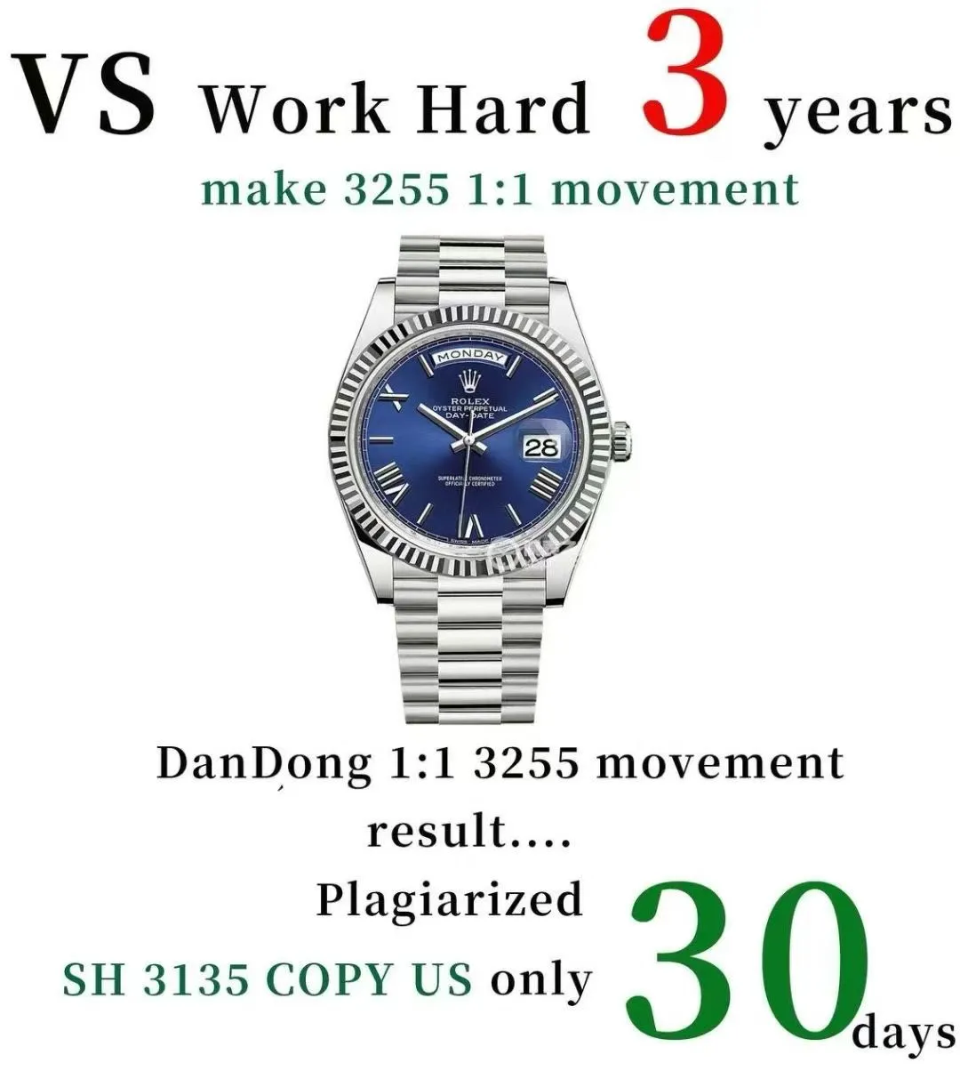 Rolex DayDate 228239 40 mm VSF 1:1 Best Edition Degrade Mavi Romen Rakamlı Kadran Yivli Bezel 3255 — 2. fotoğraf