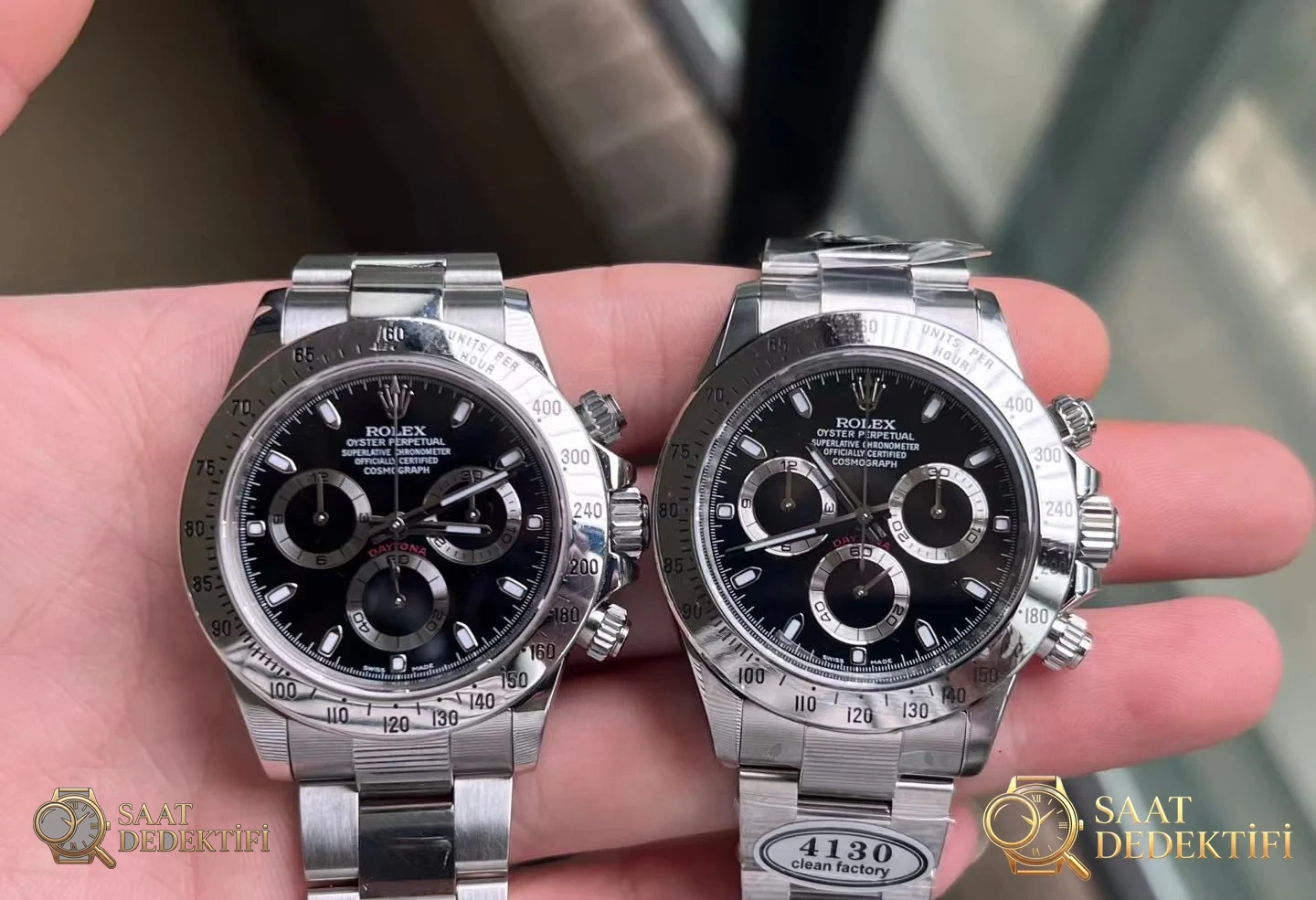 Rolex Daytona 116500LN Çelik Kasa Orijinal vs Dandong 4130 Karşılaştırması - Makro Laboratuvar ve Detay İncelemesi