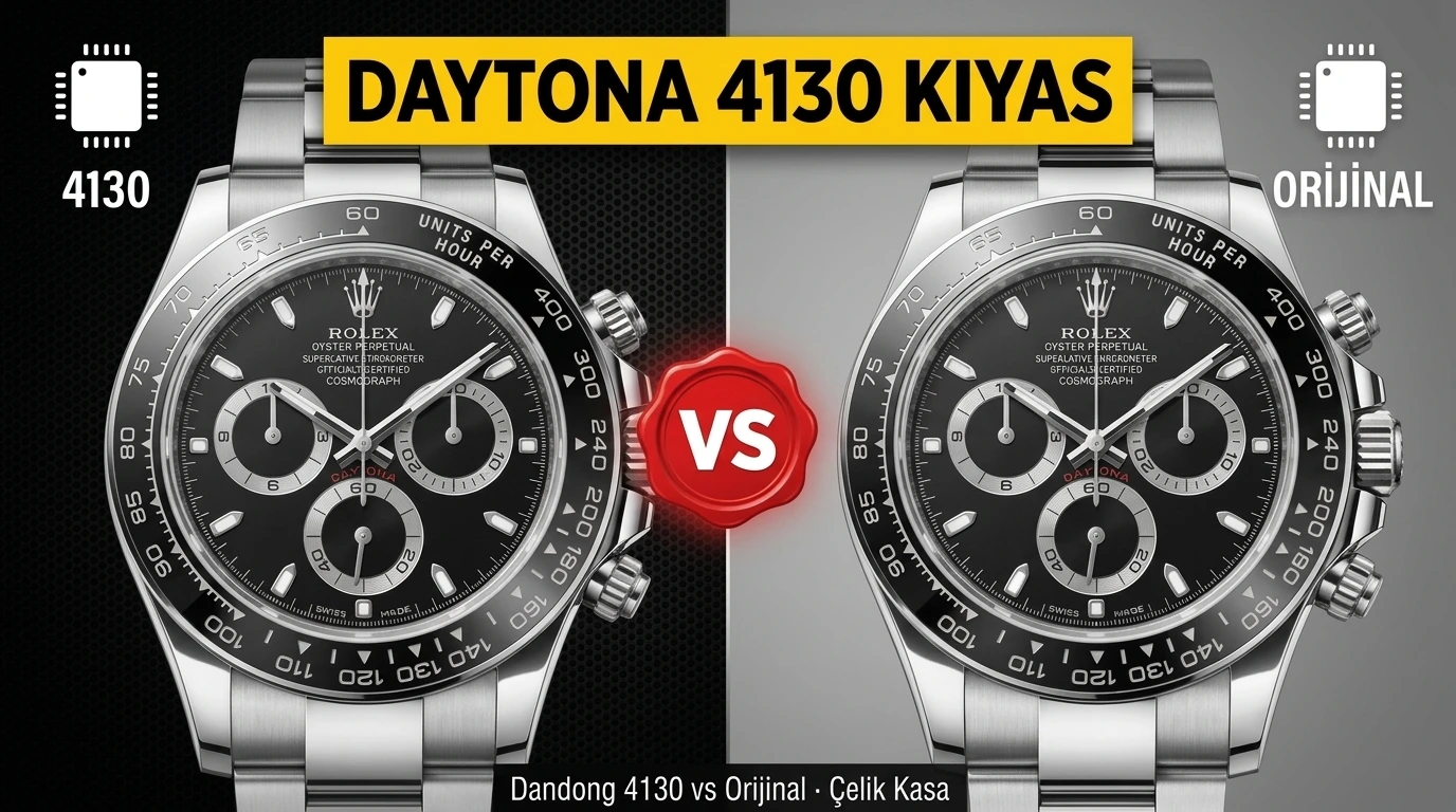 Rolex Daytona 116500LN Çelik Kasa Orijinal vs Dandong 4130 Karşılaştırması