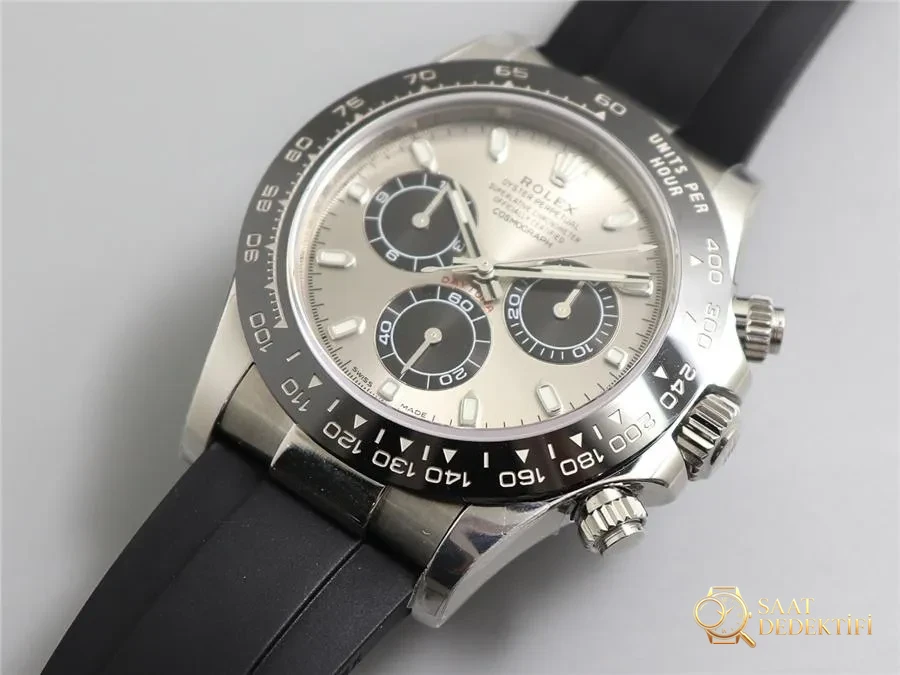Rolex N4130 gri kadranlı Daytona ve Yu Wenle kauçuk kayış modeli: hangisini daha çok seviyorsunuz? - Kasa Profili ve Kurma Kolu İncelemesi
