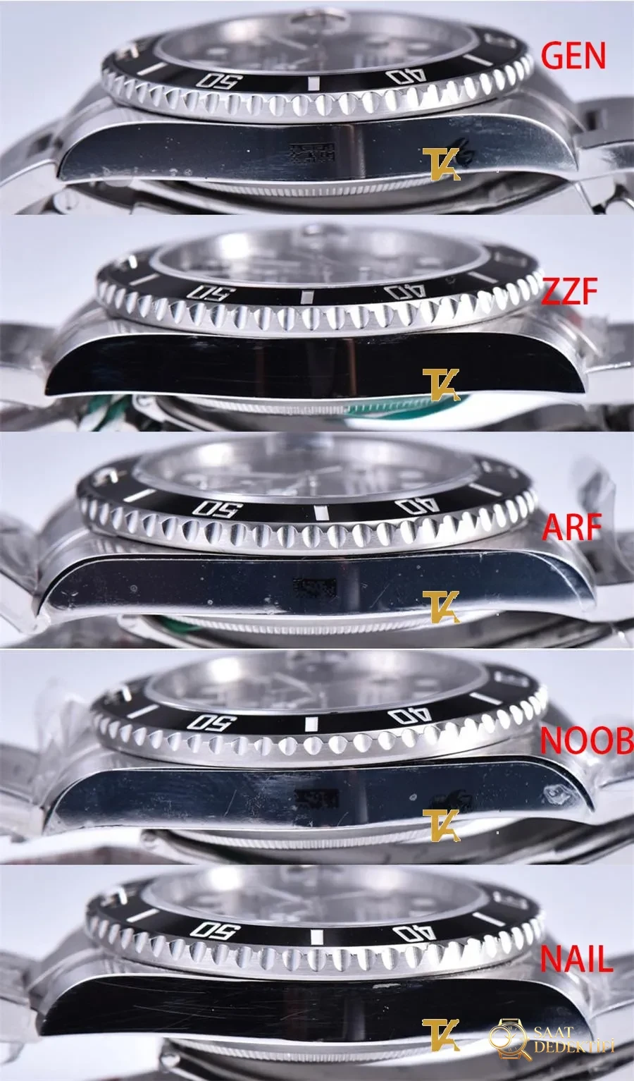 Gerçek-replika karşılaştırması: ZZ Factory AR Factory NAIL ve N Factory Rolex siyah su hayaleti replika saatiyle orijinalin en detaylı görselli incelemesi - Mekanizma Çark Dizilimi ve Taş Yatakları