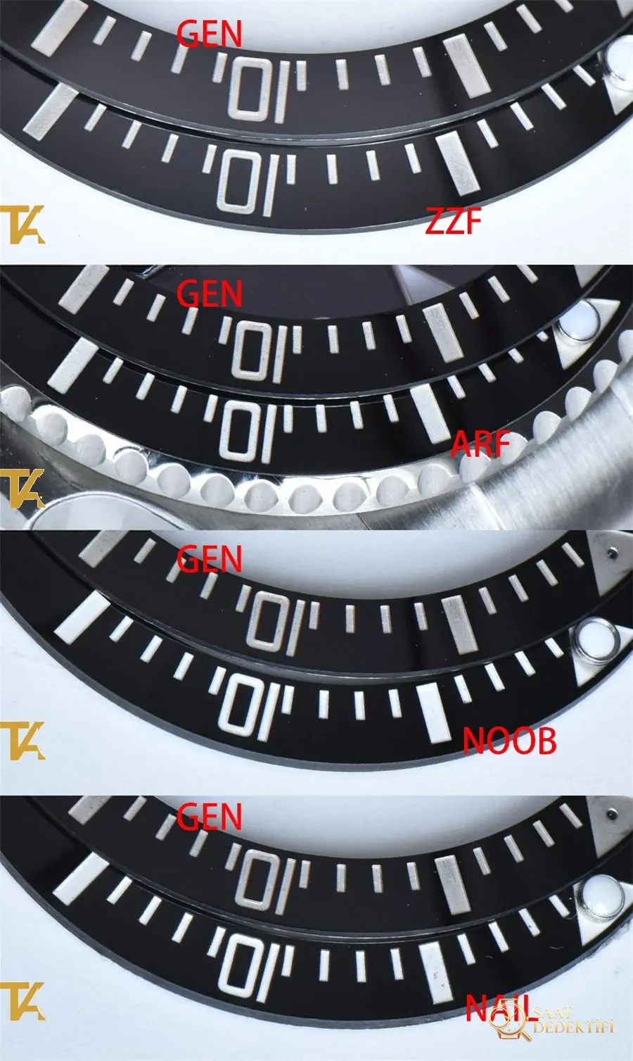 Gerçek-replika karşılaştırması: ZZ Factory AR Factory NAIL ve N Factory Rolex siyah su hayaleti replika saatiyle orijinalin en detaylı görselli incelemesi - Balans Çarkı ve Zemberek Aksamı