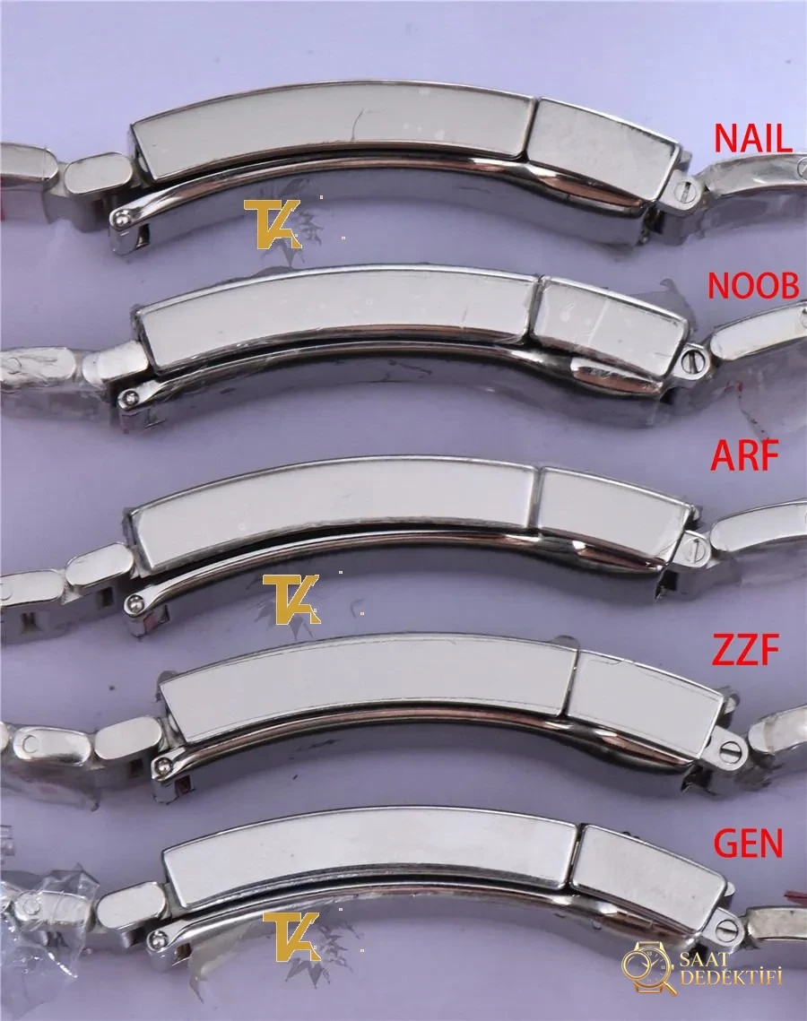 Gerçek-replika karşılaştırması: ZZ Factory AR Factory NAIL ve N Factory Rolex siyah su hayaleti replika saatiyle orijinalin en detaylı görselli incelemesi - Kurma Kolu Yivleri ve Tutuş Dokusu
