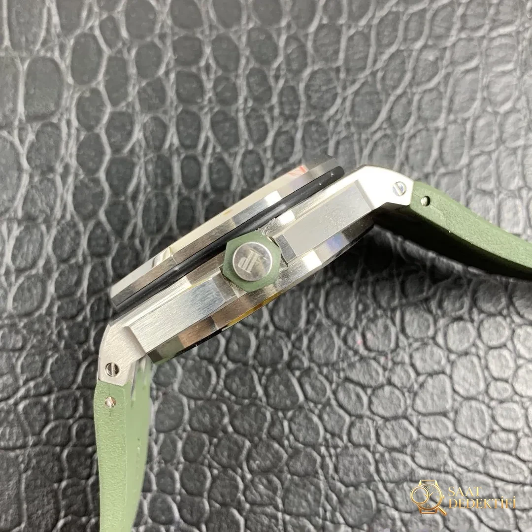 Royal Oak Offshore JF15710 Askeri Yeşil Replika Saat Gerçek Çekim İncelemesi - Makro Kadran ve İndeks İşçiliği