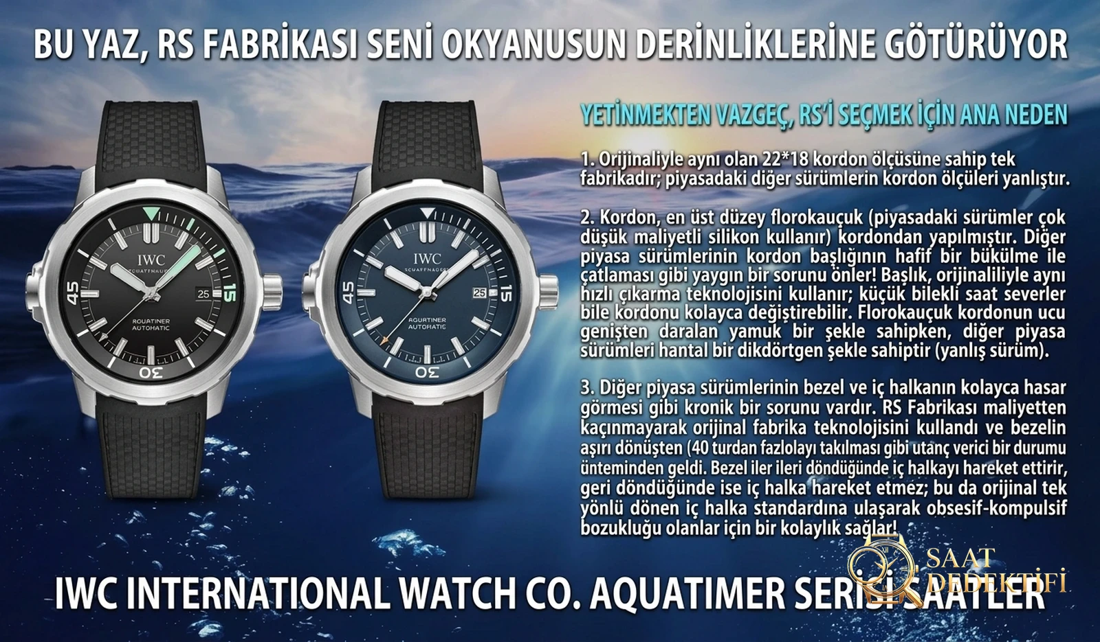 RS Factory IWC Aquatimer Cousteau 329005 ile V6 arasındaki fark nedir? - Kasa Profili ve Kurma Kolu İncelemesi