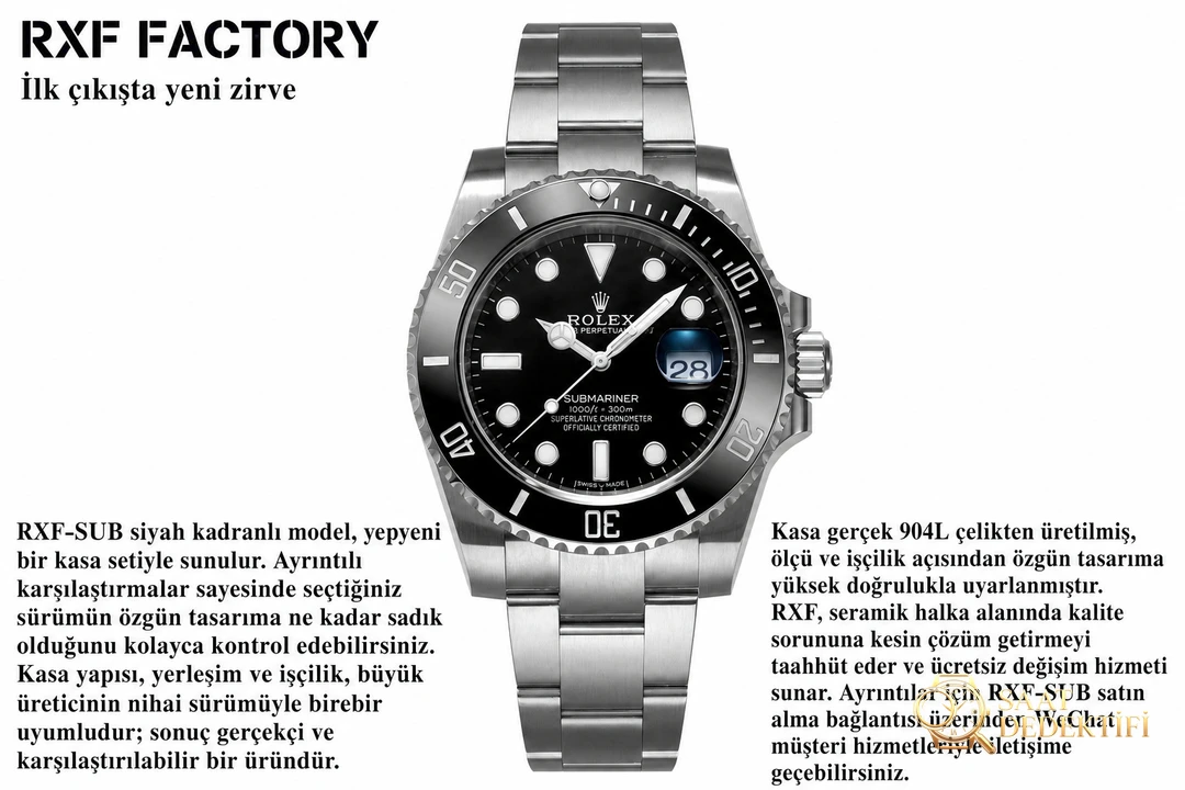 RXF Factory Rolex siyah Submariner: orijinalle karşılaştırınca piyasadaki büyük fabrika versiyonlarını geçebilir mi? - Kadran İbreleri ve Saniye Akışı