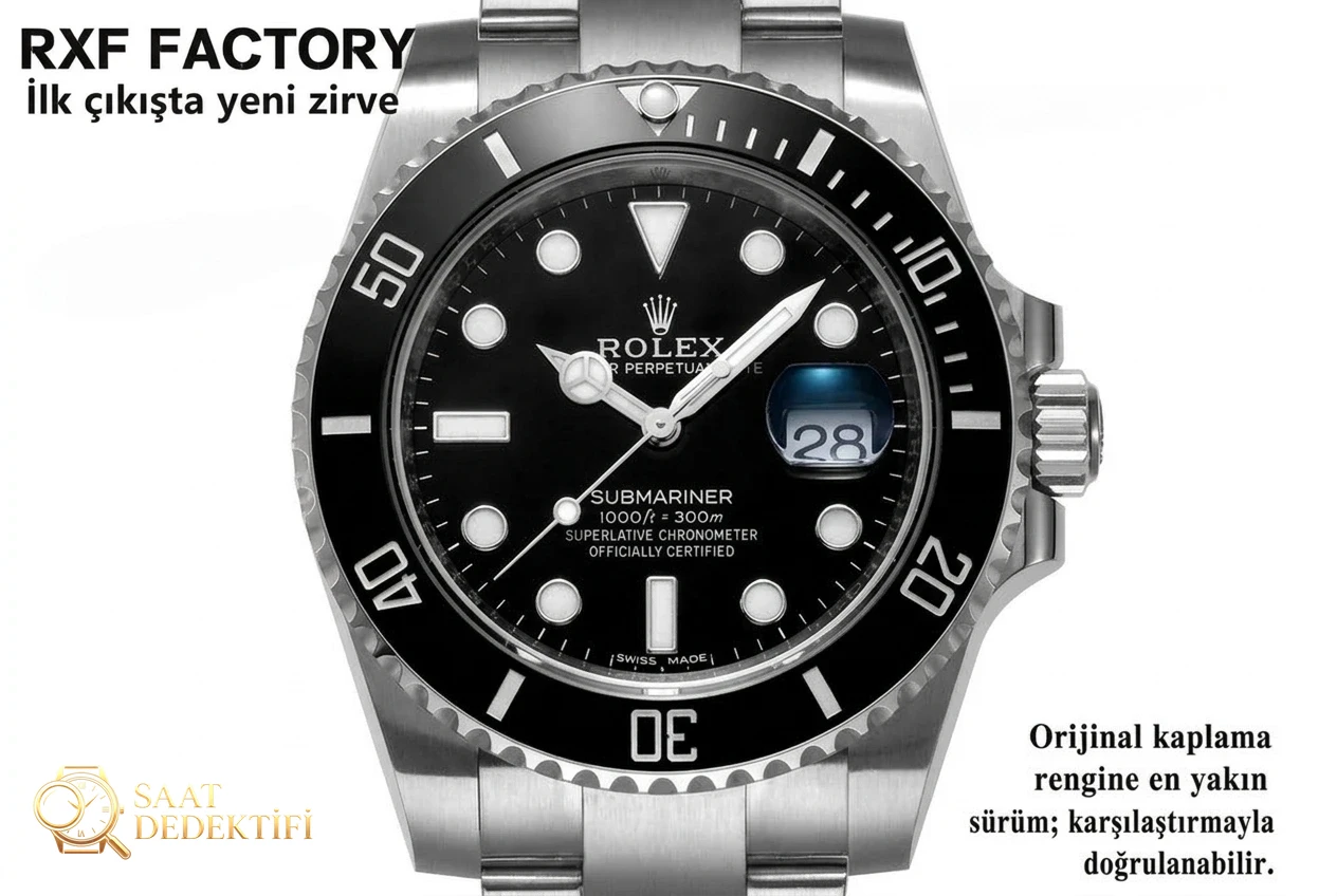 RXF Factory Rolex siyah Submariner: orijinalle karşılaştırınca piyasadaki büyük fabrika versiyonlarını geçebilir mi? - Cam Yansıma Önleyici (AR) Kaplama