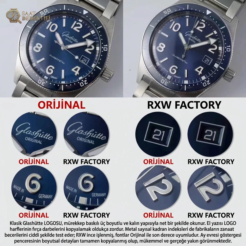 RXW Factory Glashütte Original SeaQ Tarihli Dalgıç Orijinal Karşılaştırması - Makro Laboratuvar ve Detay İncelemesi