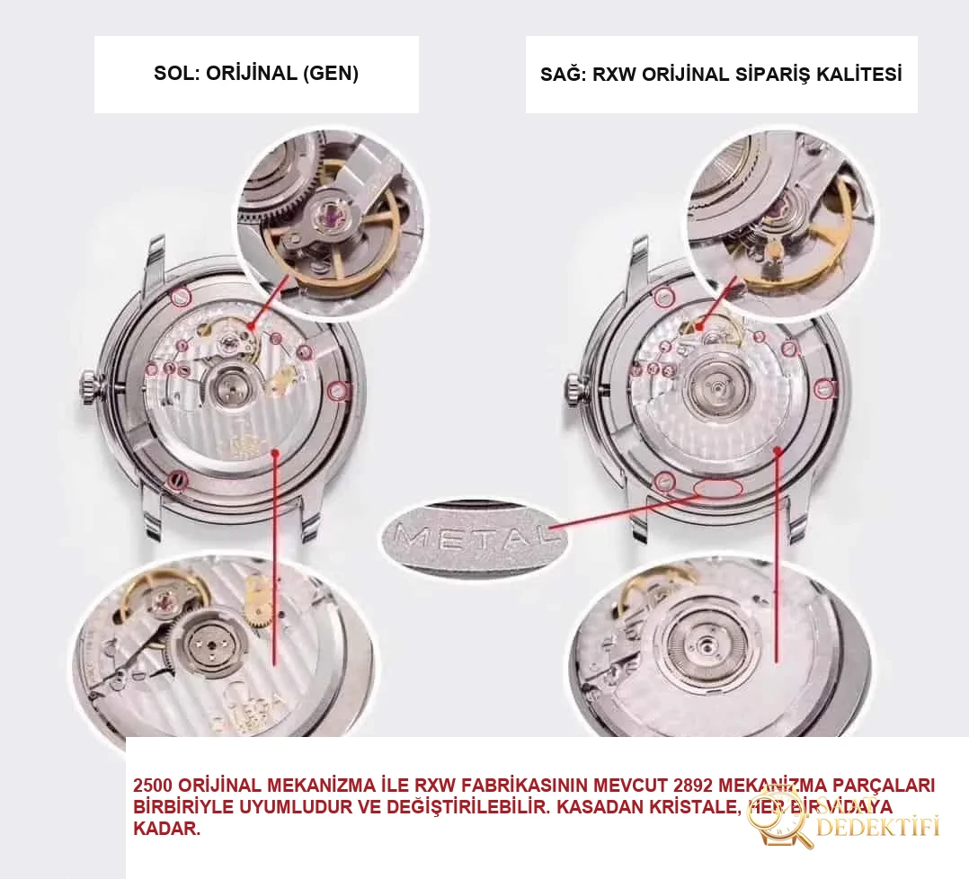 RXW Factory Omega De Ville serisi Orbis anma modeli 424.10.40.20.03.003 gerçek-replika karşılaştırması incelemesi - Fosfor ve Super-LumiNova Gece Görünümü