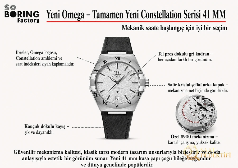 SBF Factory Omega 2022 en iyi versiyon Constellation serisi 41 MM saat - Kasa Profili ve Kurma Kolu İncelemesi