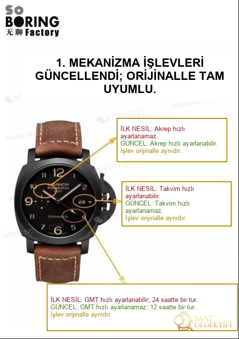 SBF Panerai 441 (eski VS Factory) entegre mekanizma yükseltmesi ve gerçek güç rezervi penceresi - Kadran Detayı ve Bezel İşçiliği