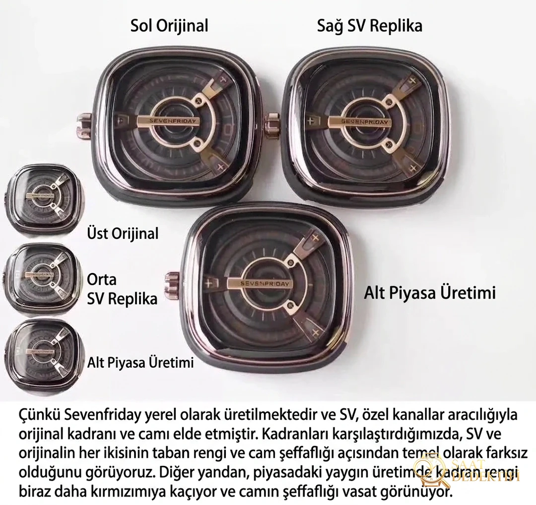 Şık ve trend SV Factory SevenFriday M2 saatinin gerçek-replika söküm karşılaştırması ve orijinal incelemesi - Kadran Detayı ve Bezel İşçiliği